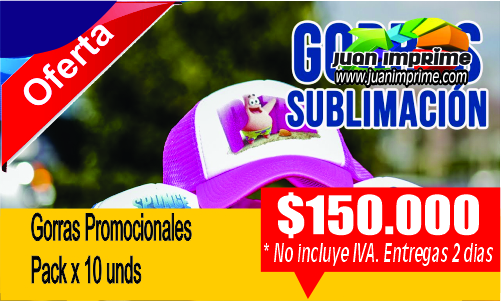 Juanimprime; sublimacion de gorras publicitarias a nivel nacional